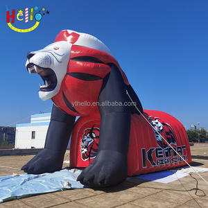 Tùy chỉnh thể thao đường hầm Màu Đỏ sư tử Inflatable bóng đá chạy qua - Product Image 1