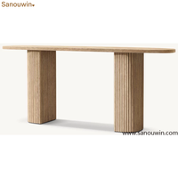 Table console moderne en chêne pour intérieur, table d'entrée en bois cannelé, table de couloir minimaliste pour salon, décoration intérieure