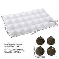 Moule à chocolat en silicone personnalisé 28 cavités mini circulaire petite boule colorée de Noël pour la décoration sur le thème de Noël