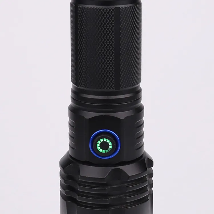Linterna táctica LED de aleación de aluminio con 5 modos de alto lúmenes, potente linterna recargable Xhp50 con zoom