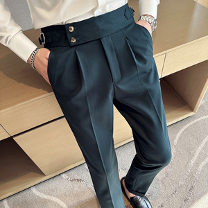<span class=keywords><strong>Pantalon</strong></span> <span class=keywords><strong>de</strong></span> <span class=keywords><strong>costume</strong></span> drapé d'affaires pour hommes printemps/été <span class=keywords><strong>pantalon</strong></span> à jambe droite taille haute sans repassage - Product Image 6