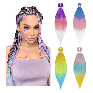 26inch Bulk Pre Stretch Braiding Hair Extension Yaki Ombre Synthetic EZ Braid Expression Pre Stretched Braiding Hair