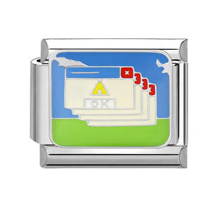 Módulo de Dijes Hecho a Mano con Base de Acero Azul Accesorios Italianos Personalizados Pulsera y Collar de Eslabones Creativos - Product Image 3