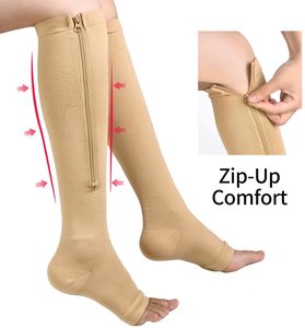 Calcetines de Compresión Deportivos Unisex para Várices, 15-20 mmHg, Punta Abierta, Cierre de Cremallera, Nailon, para Uso Diario - Product Image 4