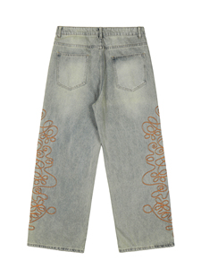 Jean en denim vintage délavé bleu sur mesure, coupe bootcut évasée et déchirée pour homme - Product Image 5