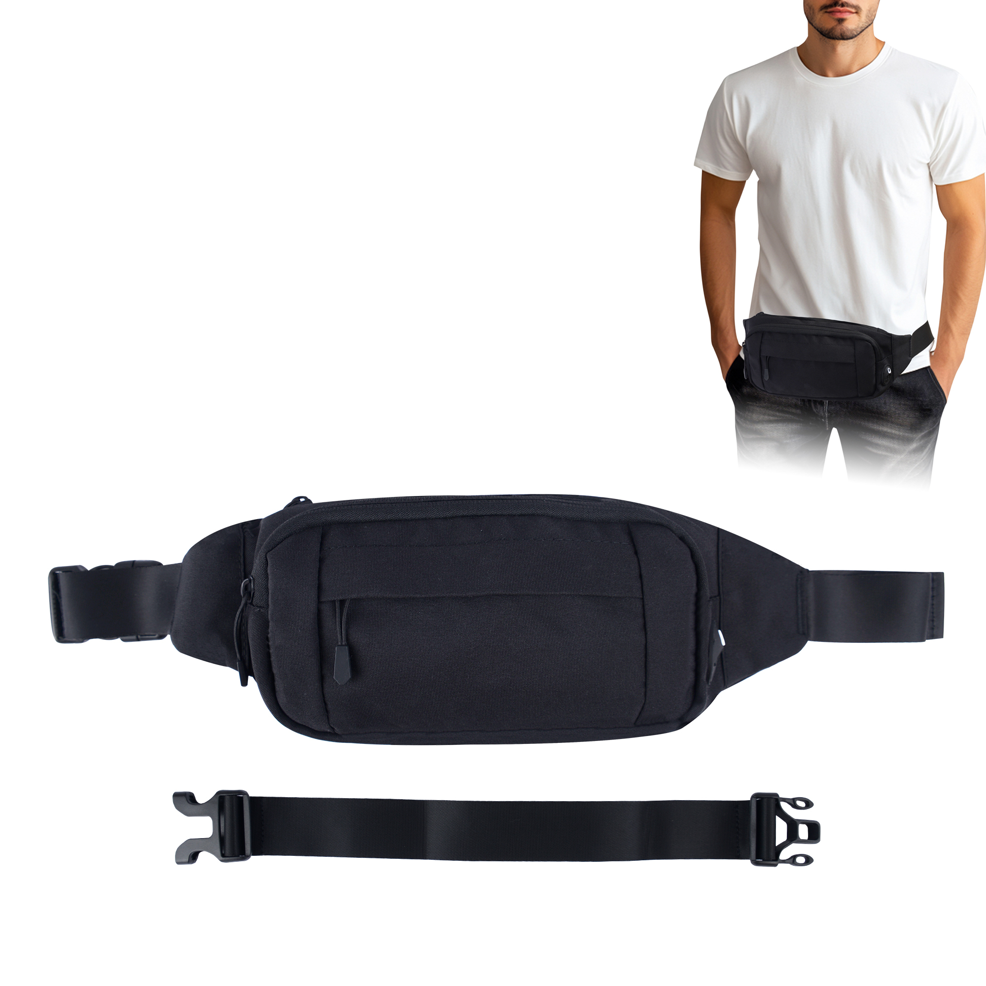 Mens Waist Fanny Pack Waterproof Oxford Running