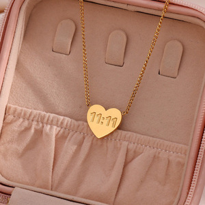 Collier porte-bonheur spirituel 11:11 pour femme, en acier inoxydable plaqué or 18 carats, étanche, avec pendentif cœur numéro <span class=keywords><strong>ange</strong></span> - Product Image 5