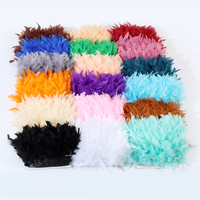 Frange en plumes de marabout et de dinde Chandelle, faite à la main, 10-15 cm, haute densité, moelleuse, pour costumes, robes, chaussures et fournitures de couture