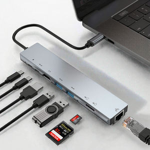 Hub USB 2-en-1 7-8 ports Type C Adaptateur multiport Splitter USB3.0 2.0 pour MacBook Air pour Dell Station d'accueil en aluminium Métal - Product Image 3