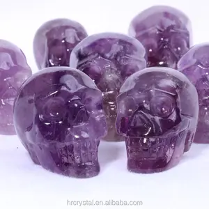 Wholesale Healing Semi-precious Stone Crafts Amethyst Skulls Crystal Skulls Carving
