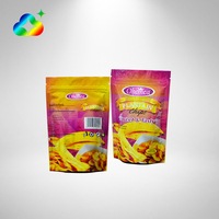 Sac à collation compostable et recyclable en plastique avec logo personnalisé texte imprimé chips de plantain pochette debout avec fermeture éclair