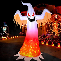 Fantôme gonflable d'Halloween avec lumières LED flamboyantes, fantôme effrayant à gonfler pour la décoration extérieure de la cour, du jardin et de la pelouse