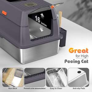 Fabbrica acciaio inossidabile XL grande lettiera per gatti con coperchio alto facile da pulire WC Extra per grandi felini - Product Image 5