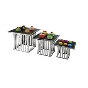 Stainless Steel <b>Riser</b> With Glass Top Display Stand Designer Cake Stand Customized Size And Stand <b>Riser</b> - Product Image 1