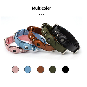 Kulit Pu Airtag kerah anjing mewah persediaan hewan peliharaan kustom kulit imitasi kerah anjing - Product Image 4