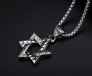 Collar con Estrella de <span class=keywords><strong>David</strong></span> Judía MECYLIFE, Joyería de Acero Inoxidable Antigua, Colgante Religioso para Hombre, Collar con Estrella de <span class=keywords><strong>David</strong></span> - Product Image 5