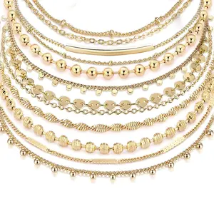 Bracelet de cheville plaqué or pour femmes, chaîne multicouche, bijoux en acier inoxydable, personnalisés, vente en gros, livraison gratuite