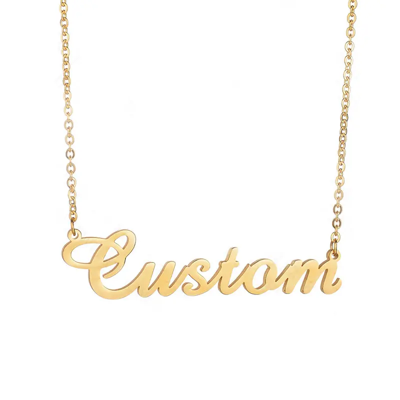Collier pendentif avec nom personnalisé pour femmes, de couleur argent ou or, plaque porte-nom Cursive personnalisée, fait à la main, cadeau d'anniversaire