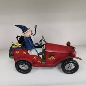 Soporte para Botellas de Vino de Hierro con Temática Navideña SYL, Coche Descapotable Retro con <span class=keywords><strong>Santa</strong></span> Claus al Volante, Estante de Metal para Vino para Decoración del Hogar y <span class=keywords><strong>Bar</strong></span> - Product Image 1