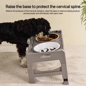 Cuencos de comida de acero inoxidable portátiles elevados, alimentador antideslizante ajustable en altura para perros grandes y medianos, uso de viaje - Product Image 3