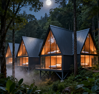 Villa de design préfabriquée, maison modulaire en acier léger, maison de luxe en conteneur préfabriqué, villas préfabriquées à vendre