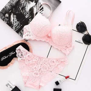 Ensemble de lingerie sexy grande taille pour <span class=keywords><strong>femme</strong></span> : soutien-gorge push-up en dentelle et culotte bikini avec bretelles ajustables, armatures souples, pour la nuit romantique - Product Image 3