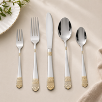 Ensemble de couverts de mariage en acier inoxydable 6 pièces, design artisanal, finition miroir, qualité alimentaire, réutilisable, compatible lave-vaisselle, pour hôtel