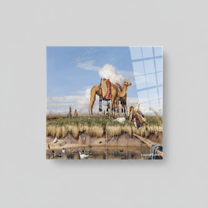 Impresión en Lienzo de Caravana de Camellos Orientalistas: Arte de Pared con Paisaje Desértico, ARTE EN VIDRIO TEMPLADO - Product Image 2