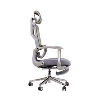 Chaise de bureau exécutive ergonomique moderne en maille avec dossier haut, accoudoirs fixes, appui-tête réglable en 3D et repose-pieds