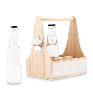 Lot de 6 porte-bouteilles en bois pour bière, porte-étiquettes, cadeau unique pour la fête des pères, porte-bouteilles en bois pour <span class=keywords><strong>six</strong></span> bières avec ouvre-bouteille - Product Image 1