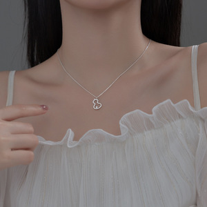 Collar de Plata S925, Estilo Coreano, Otoño, Estilo Simple, Cadena Corta para Clavícula, D9777, con Diamantes y Perla de Mariposa - Product Image 1