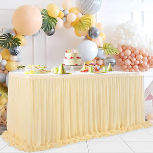 Jupe de table à franges en polyester réutilisable blanche pour mariages, banquets, fêtes d'anniversaire pour adultes, utilisation dans les hôtels - Product Image 6