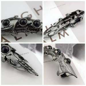 Hot Sale <span class=keywords><strong>Punk</strong></span> <span class=keywords><strong>Gothic</strong></span> Vintage Stijl Cluster Zwarte Parel Legering Ringen Sieraden voor Vrouwen Mannen Bruiloft Verlovingsfeest Cadeau - Product Image 5