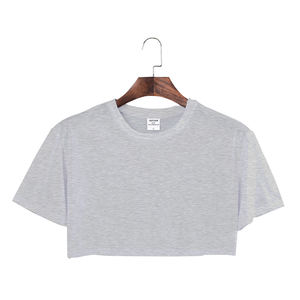 T-Shirt Crop Top da <span class=keywords><strong>Donna</strong></span> in Cotone 100% Molto Morbido Tessuto Pesante 200Gsm Nero Manica Corta - Product Image 2