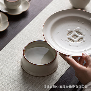 Plato de cerámica con base alta para frutas, bandeja redonda de porcelana con drenaje para servir té y aperitivos - Product Image 4