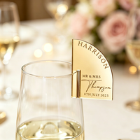 Clip porte-carte personnalisé en acrylique miroir pour verre à vin, avec nom gravé, pour décoration de table de mariage et fêtes, ou comme cadeau invité