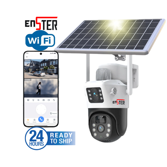 ENSTER Wholesale Full HD Outdoor Motion Detection Solar Panel Energy Low Power Wifi Network PTZ Solar Camera With Memory Card