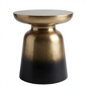 Table d'appoint moderne en fer bicolore artisanale avec base en forme de sablier pour le mobilier de salon - Product Image 1