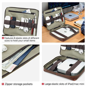 Cuero genuino 13 pulgadas MacBook Mac <span class=keywords><strong>Mini</strong></span> Travel <span class=keywords><strong>Laptop</strong></span> Case 12,9 iPad Sleeve PC Accesorios Bolsa de almacenamiento - Product Image 6