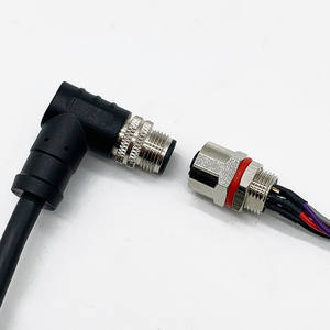 Conector de Aviação M12 com Ângulo Reto à Prova d'Água IP67 para Montagem em Painel, Conector de Latão com Borracha - Product Image 1