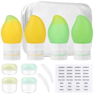 T113201 4 Pack Mango-shaped Travel Size Shampoo Bottle Portable Refillable <b>Reusable</b> Travel <b>Kits</b> - Product Image 1