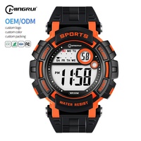 Montre de sport numérique pour homme Mingrui, étanche 30M, antichoc, LED lumineuse, alarme, chronomètre, cadran 47MM, CE RoHS FCC, 6 couleurs, OEM ODM