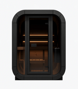 ห้องซาวน่าอบไอน้ำแบบเปียกขนาดเล็กกลางแจ้งสำหรับ 2 คน ทำจากไม้เนื้อแข็งสีดำ พร้อมเตาและหิน - Product Image 2