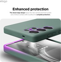 Étui SHT vert nuit en silicone imitation cuir antichoc compatible S25 Ultra, protection intégrale fine pour téléphone 6,8 pouces