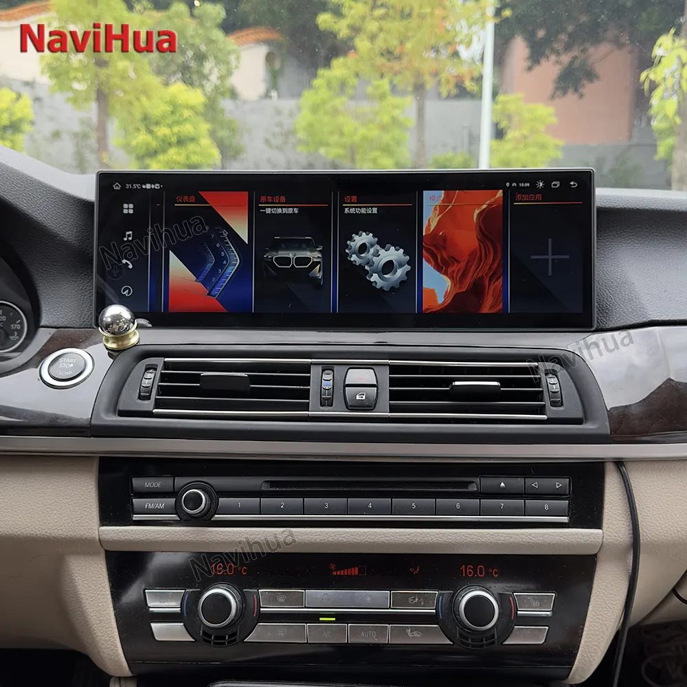 NaviHua Radio mobil Android, Monitor Multimedia layar sentuh 14.9 inci untuk BMW 5 Series F10 F11 F18 Auto GPS navigasi Upgrade baru