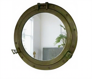 Vintage Antique Brass Porthole Wall <b>Mirror</b> <b>Round</b> Nautical Window Style Decorative Wall <b>Hanging</b> <b>Mirror</b> for Home Living Room Decor - Product Image 2