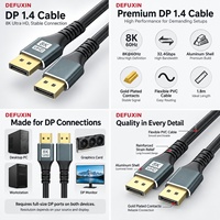 Kabel DFX DP1.4 1.8M 32.4Gbps 8K 60Hz Berlapis Emas dengan Cangkang Aluminium Fleksibel PVC DP ke DP untuk Monitor PC Desktop
