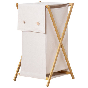 Collapsible Laundry <b>Basket</b> Canvas <b>Foldable</b> Rectangle Standing Type For Bathroom Clothing Organizer - Product Image 5