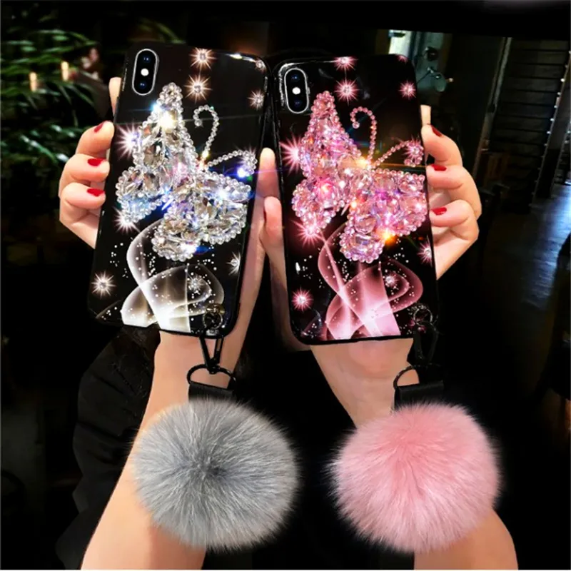 Luxury women new diamond butterfly design TPU phone case for iphone 13 12 11pro max xs 8 plus protective mobile phone cover case