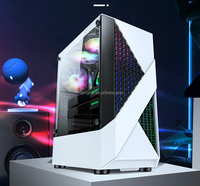 Casing komputer kaca tempered transparan samping, casing host game Internet cafe e-sports bentuk berlian Desktop kaca tempered transparan